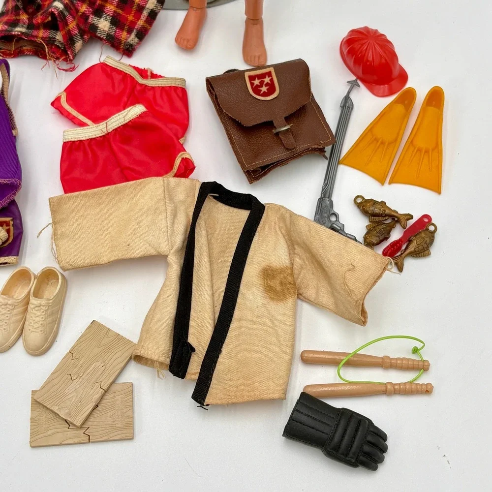 Vintage Mattel Big Jim Action Figure Lot 1970s Clothes Accessories Karate Gear